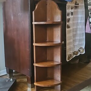 2/400 Antique Solid walnut Wood 4 tier hanging corner shelf Made  By Dad 1940s